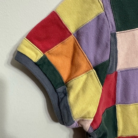 Ralph Lauren Patchwork Polo Shirt XL Slim Fit Vintage Colorblock Y2K - Picture 5 of 9